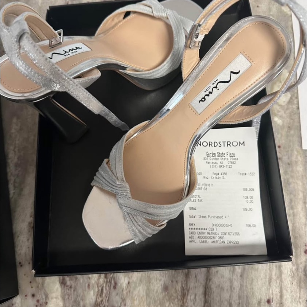 Nina Silver Heels with Elegant Straps